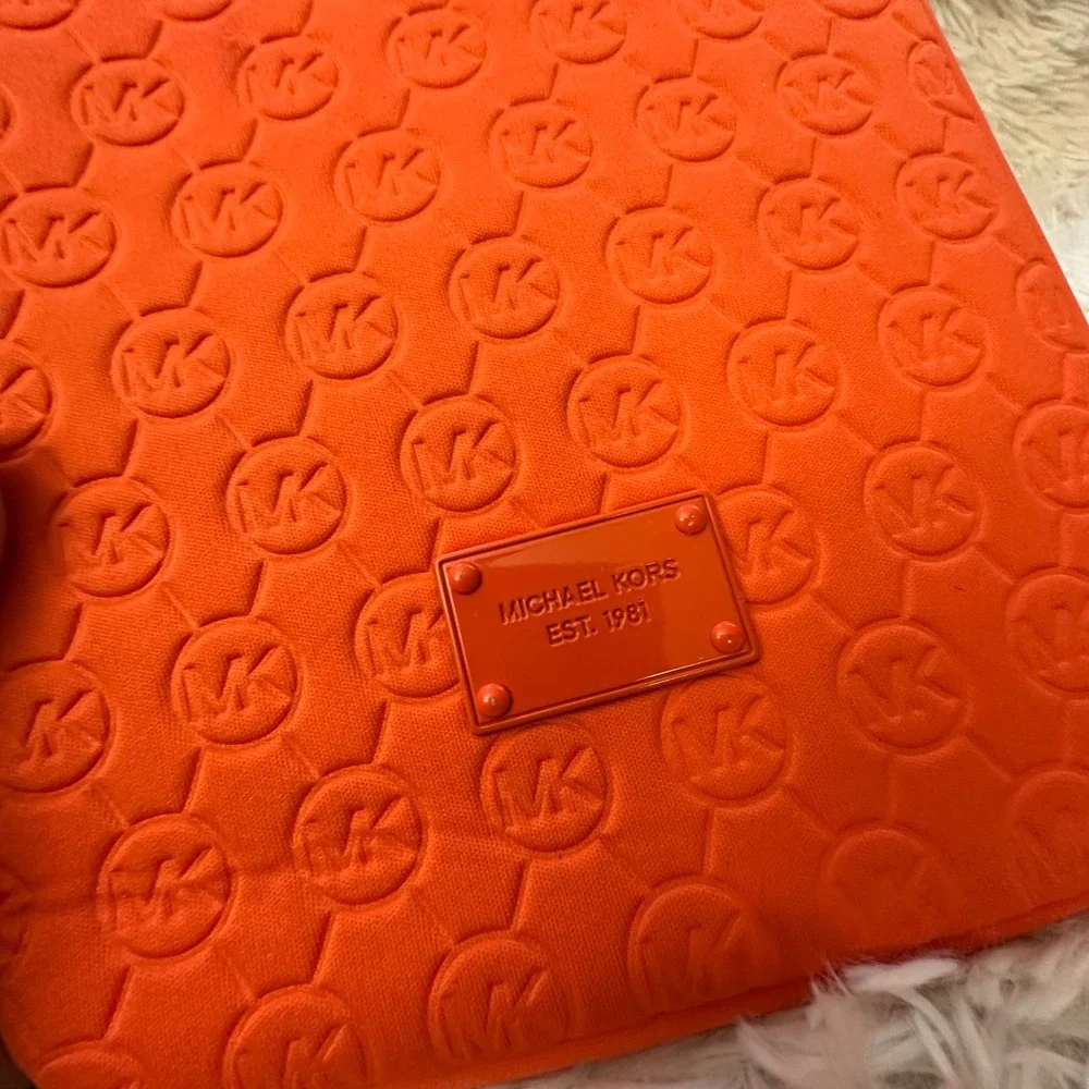 Michael Kors Neoprene Tablet Case Tangerine Embossed Monogram iPad Sleeve